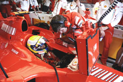 Felipe during practice in the pit