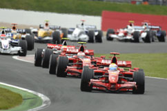 The Start - Ferrari on grid 1+2