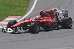 Felipe's broken front wing short after the start