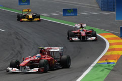 both Ferraris during the race