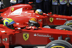 both Ferrari at the technical control